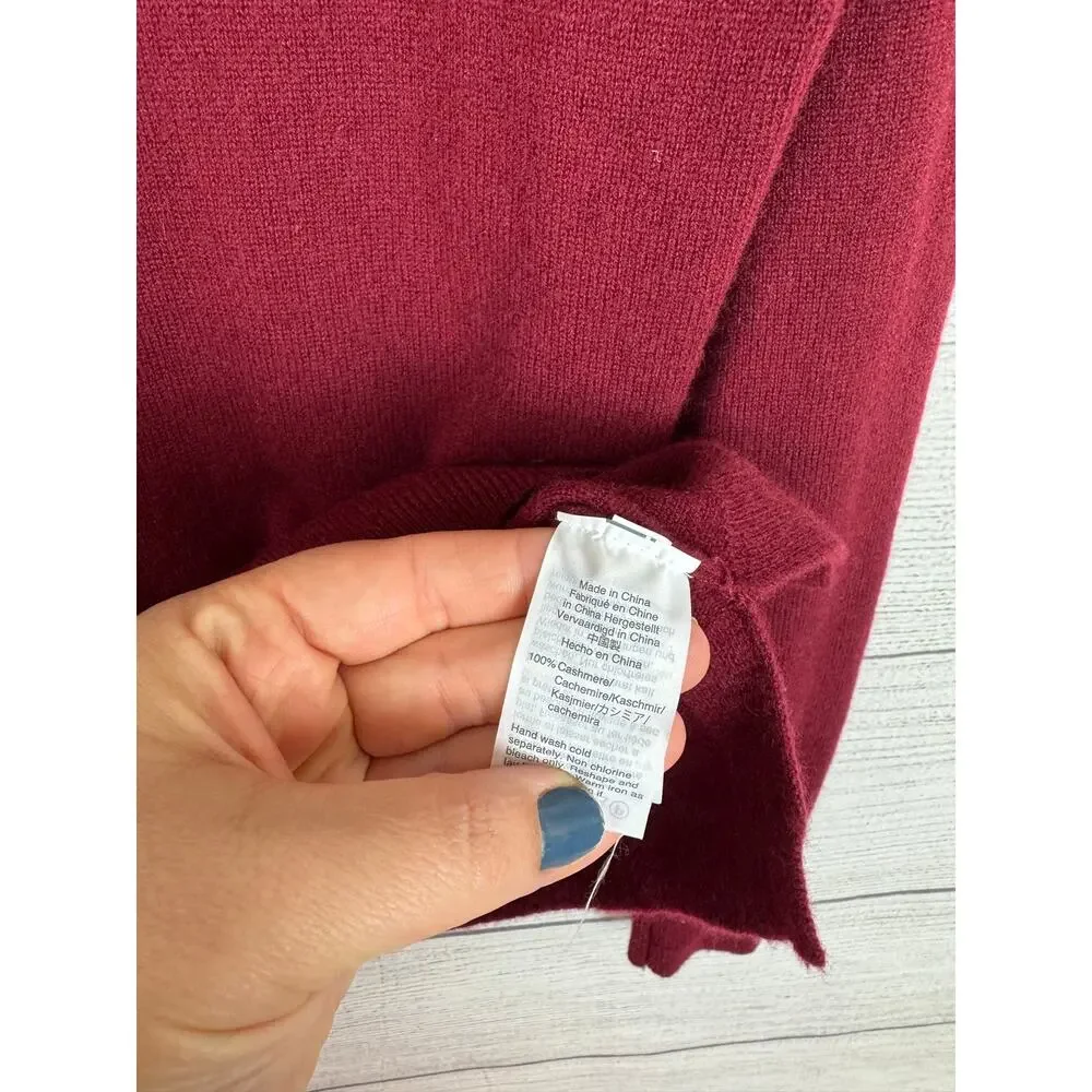 J.Crew Women's Burgundy Red Cashmere Turtleneck Knit Sweater Size Medium